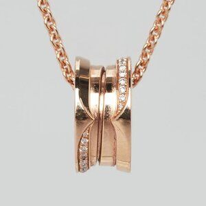 Bvlgari 18k Rose Gold and Demi-Pave Diamond B.Zero1 Pendant Necklace